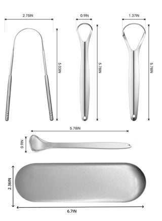 Loucky 4 pcs Tongue Cleaner Set with Travel Case – 430 Stainless Steel Tongue Scraper Kits, Rust-Proof Metal Tongue Scraper, Ergonomic Grip, Portable Oral Hygiene Tool for Fresh Breath, Reduces Bad Breath & Oral Bacteria for Adults - view 2